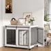 Tucker Murphy Pet™ 43.7" W Dog Crate Side Table w/ Sliding Door, Partition For Two Puppies & Rustic Brown in White | Wayfair