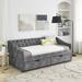 Winston Porter Twin Size Daybed w/ Drawers Upholstered Tufted Sofa Bed Polyester in Gray | 30.59 H x 81.42 W x 41.07 D in | Wayfair