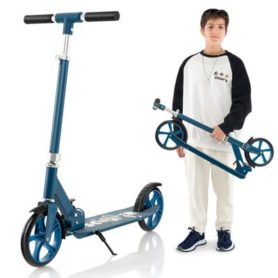 Costway Folding Aluminum Alloy Scooter with 3 Adjustable Heights-Blue