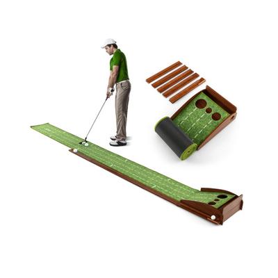 Costway Golf Putting Mat Practice Training Aid with Auto Ball Return and 3 Hole Sizes