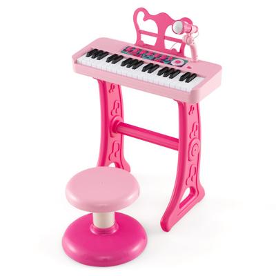 Costway Kids Piano Keyboard 37-Key Kids Toy Keyboard Piano with Microphone for 3+ Kids-Pink