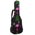 OWNTA Christmas Pink Flamingo XMAS Tree Snowflake Pattern Premium Waterproof Oxford Cloth Guitar Bag - 42.9x16.9x4.7 inches Superior Protection for Your Instrument