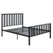 Antique Oak Twin Size Platform Bed Frame Black Finish Fence Headboard - Slat Support - Easy Assembly - Space Saving Bed Frame