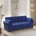 Blue Loveseat Recliners Sofa Armrest with Nail Head Trim Backrest with Buttons 2 Pillows, 79" Velvet Living Room Apartment Sofa