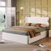 Leather Platform Bed Heavy Duty Frame w/Cat Ears Headboard, 4 Drawers