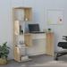 Computer Desk Jayess with Four-Tier Storage Shelves, Light Oak / White