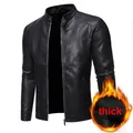 2024 herren Pu Leder Jacke Motorrad Biker männer Jacken Herbst Winter Warme Schwarz Outdoor Outwear Mäntel Plus Größe 5Xl