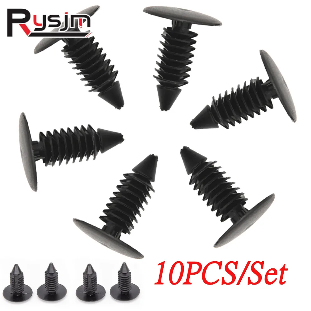 10 teile/satz schwarze Kunststoff nieten Clips 7,8mm Loch Auto Auto Befestigungs elemente Kotflügel Stoßstange Schild Halter Universal für Ford Autos LKW Image