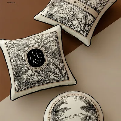 Blumen Quadratischer Samt-Kissen bezug, Retro-Kissen bezug, Reiß verschluss Kissen bezug für Sofa,Couch, Schlafzimmer, Zuhause, Schwarz und Weiß Image