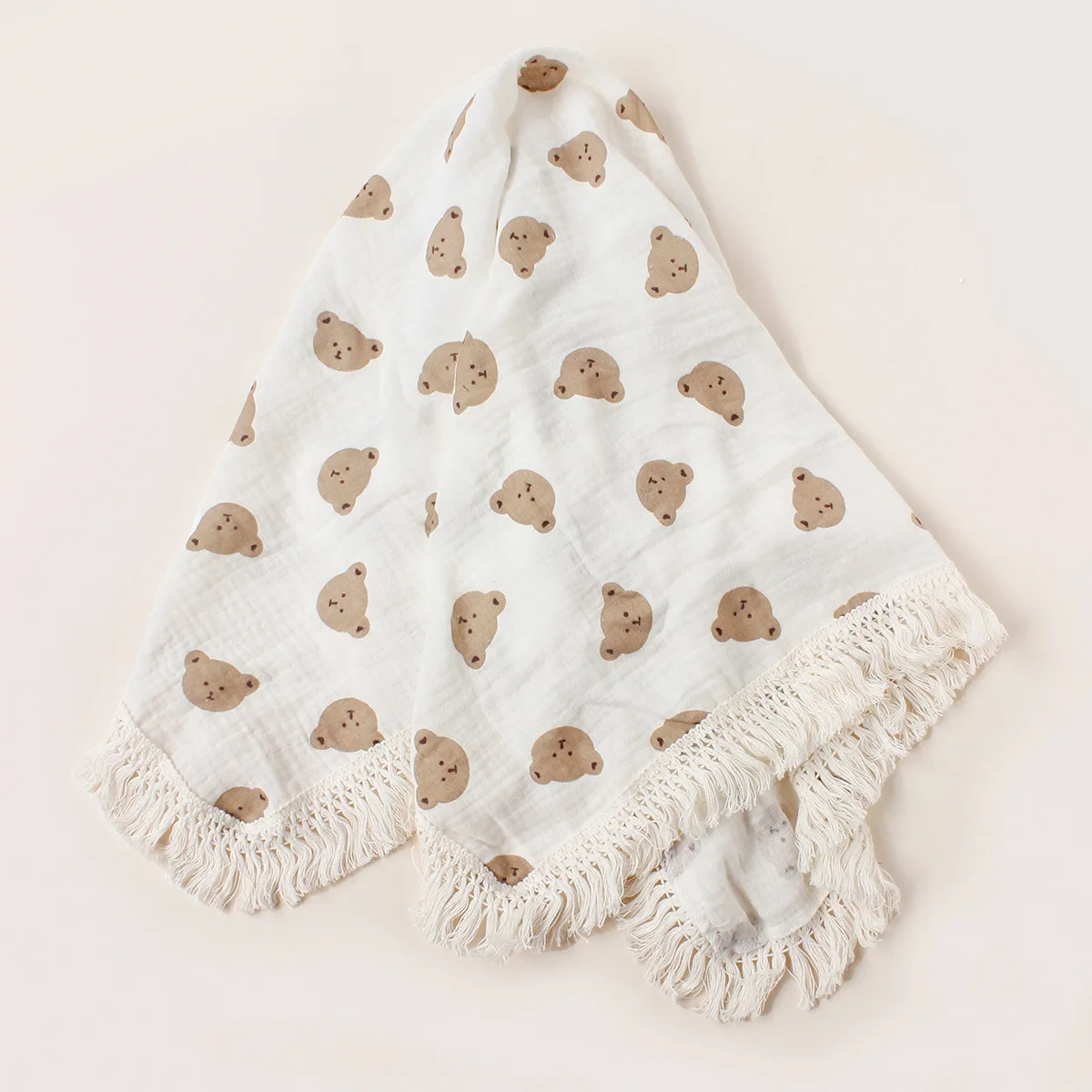 Neugeborenen Baby Decke Baumwolle Musselin Swaddle Fransen Erhalten Decken Baby Artikel Sommer Bett Kinderwagen Abdeckung Babys Schlafen Quilt Image