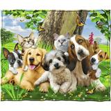 Selfie Kitten And Puppy Fleece Blanket - Queen Size Super Soft Plush Cat And Dog Throw Blanket Cat And Dog Bed Blanket - Blanket - 50 X 60