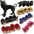 Fairnull 4Pcs/Set Pet Dog Puppy Non-Slip Soft Shoes Covers Rain Boots Footwear for Home
