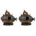2 Pack Fish Tank Hideout Ceramic Decor Mini House Aquarium Decorations Hideaway Rock Accessories Resin Submarine