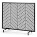 Giantex Single Panel Fireplace Screen Wrought Metal Fire Spark Guard Decorative Mesh Fireplace Cover for Living Room Bedroom Gold/Black