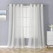 Sheer Curtains Room Decorative Vertical Stripe Voile Grommet Sheer Curtain Panels Yarn Dyed Faux Linen Textured Semi Sheer Window Drapes for Bedroom 55 W x 72 L 2 Panels Taupe