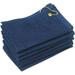 Set Of 12 Velour Golf Towels Corner Grommet & Hook 11X18 Fingertip Towels 100% Cotton Sport Towels (12 Navy)