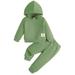ZIZOCWA Toddler Baby Boy Girls Solid Color Long Sleeve Hoodie Sweatshirt Tops + Jogger Pants 2 Pcs Outfit Set Fall Winter Sweatsuit Clothes Green Size6-9 Months