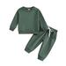 Toddler Girl Outfits Boys Long Sleeve Solid T Shirt Pullover Tops Pants Outfits Boy Outfits Green 18 Months-24 Months