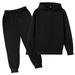 Girls Fall Outfits Casual Solid Color Long Sleeve Hoodie Pullover Sweatshirt Tracksuit Jogger Sweatpants Unisex 2 Pc Sweatsuit Set Girls Clothing Sets Black 3 Years-4 Years