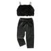 Girl Outfits Baby Sleeveless Solid Camisole Vest Tops Bowknot Chaparejos Pant Trousers Outfits Set 2Pcs Boy Outfits Black 2 Years-3 Years