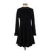 Ann Taylor LOFT Casual Dress - A-Line: Black Solid Dresses - Women's Size X-Small