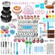 Cake Decorating Kit,635 Pcs Cake Decorating Supplies with 3 Springform Pan Sets Icing Piping Nozzles Cake Rotating Turntable Cake Topper Piping Bags Cake Carrier Holder,Cake Baking Supplies Set Tools