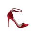 Aldo Heels: Strappy Stilleto Cocktail Party Red Print Shoes - Women's Size 8 1/2 - Open Toe