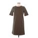 Ann Taylor LOFT Casual Dress - Shift Crew Neck Short sleeves: Brown Dresses - Women's Size Small