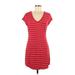 Tart Casual Dress - Mini V Neck Short sleeves: Red Print Dresses - Women's Size Medium