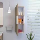 Medicine Cabinet Artic, Three Shelves, Single Door, White / Light Oak Finish