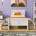 White Twin Size Platform Bed Frame w/ Drawer & Headboard & Footboard