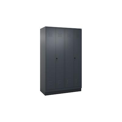 C+P Doppel-Spind Classic PLUS, Sockel, 4 Abteile, HxBxT 195x120x50cm, Sicherheitsdrehriegel, Anthrazit von PROREGAL Image
