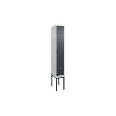 C+P Spind Classic PLUS, Gestell, 1 Abteil, HxBxT 212x30x50cm, Sicherheitsdrehriegel, Hellgrau/Anthrazit von PROREGAL Image
