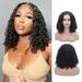 Dengmore Short Wavy Curly Hair Middle Part Wig 14.2 Inch Shoulder Length Wig Fashion Natural Black Deep Curly Hair Wig Heat Resistant Fiber Wig for Women Daily Life