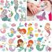 Temporary Tattoo for Kids 80pcs Fake Tattoos Pattern Waterproof Body Stickers Cute Tattoo Decorations Birthday Party Favor Supplies Decor for Boys Girls Children Toddler Teens 10 Sheets Mermaid