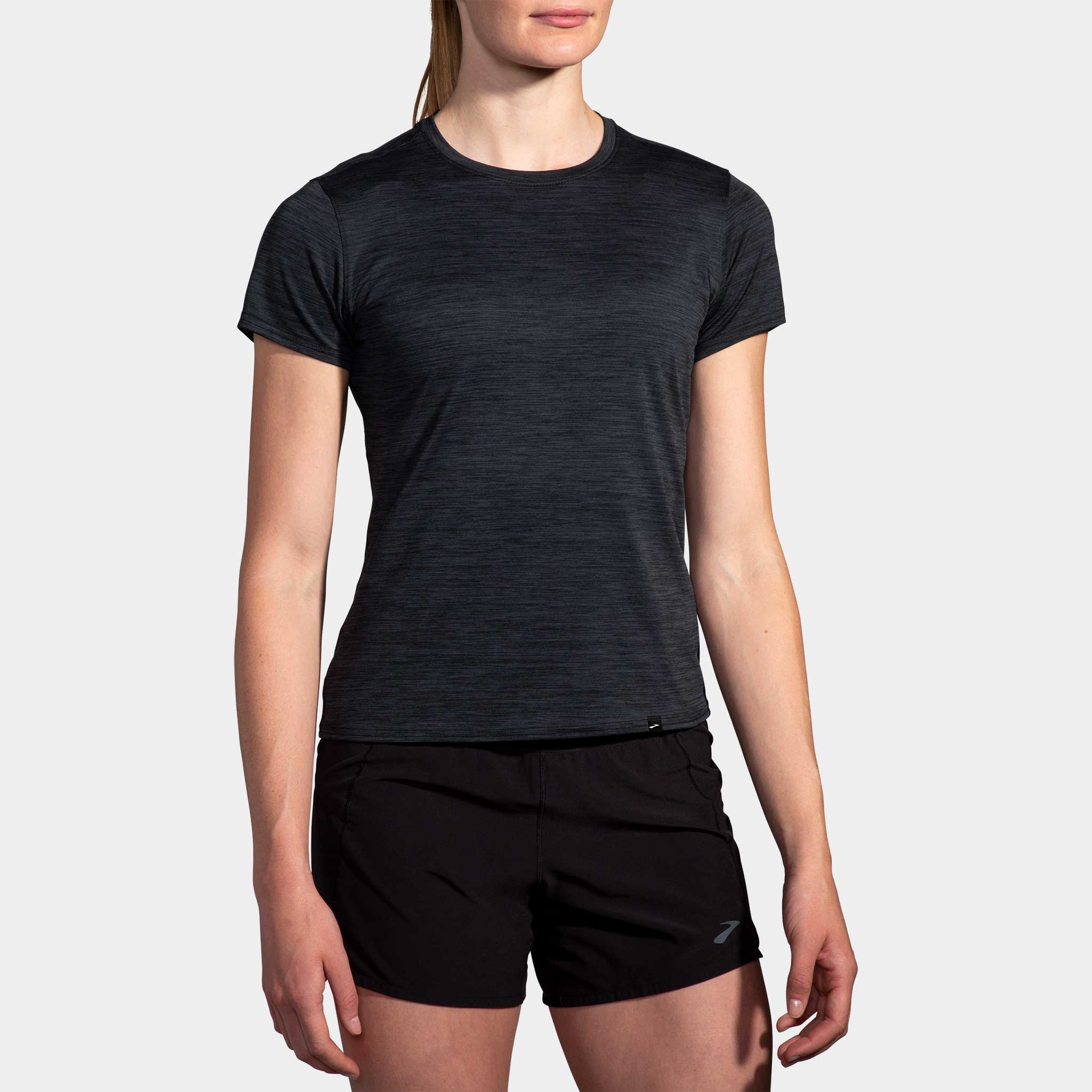 Brooks Luxe Short Sleeve Women's Running Apparel Heather Deep Black