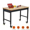 WhizMax 48 Multi Purpose Workbench with Casters & Adjustable Height Rubber Wood Top Worktable for Garage
