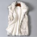 AXXD Wool Sleeveless Stand Collar Vest Jacket Faux Fur Coats for Women White Size L(US:8)