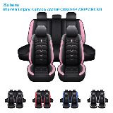 Car Seat Covers for Subaru 5 Seats Full Set Waterproof Leather Front Rear Seat Protector for Impreza Legacy Outback Ascent Crosstrek WRX STI Black&Pink