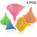 5 Sizes Candy Colors Plastic Funnel Set for General Purpose Lab Car Kitchen Home Tools Liquids Dry Goods