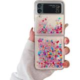 for Samsung Galaxy Z Flip 3 Glitter Case for Girls Women Liquid Bling Sparkle Luxury Flowing Floating Quicksand Soft TPU Clear Case for Samsung Galaxy Z Flip 3 5G 2021 (Color Pink)