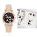 SDJMa Butterfly Watches Women Analog Quartz Watch Mosaic with Diamonds Butterfly Watch Dress Watch for Female Wristwatch with A Set Of Accessories(Rings necklaces bracelets earrings)Beige