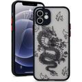 Compatible with iPhone 12 Case Fashion Cool Dragon Animal 3D Pattern Design Frosted PC Back Soft TPU Bumper Shockproof Protective Case Cover for iPhone 12 6.1 inch Black