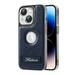 Decase for iPhone 14 Pro Case Built-in Invisible Kickstand Logo View Camera Lens Protector Plating Rugged Shockproof Anti-Scratch Slim Flexible Soft Luxury PU Leather Cover Navyblue