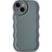 Solid Color Curly Wave Frame Soft Compatible with iPhone Case (Grey iPhone 14 Pro)