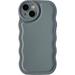 Solid Color Curly Wave Frame Soft Compatible with iPhone Case (Grey iPhone 12)