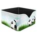 OWNTA Soccer Football Grass Pattern Square Pencil Storage Case with 4 Compartments Removable Dividers Pen Holder and Pencil Holder