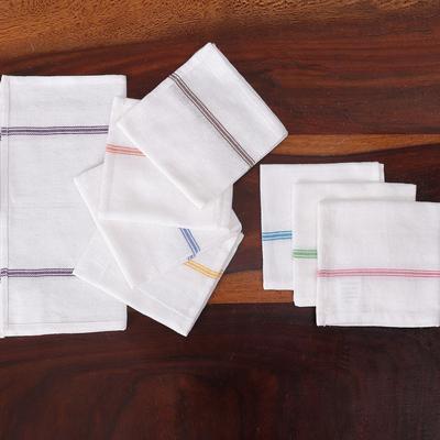 Festive Flavors,'Set of 8 Handwoven Striped Colorful Mini Cotton Dish Towels'