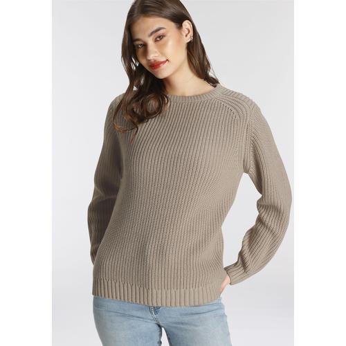 Strickpullover AJC Gr. 40/42, beige (creme) Damen Pullover in schöner Strick-Optik