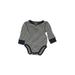 Jumping Beans Long Sleeve Onesie: Blue Stripes Bottoms - Size 6 Month